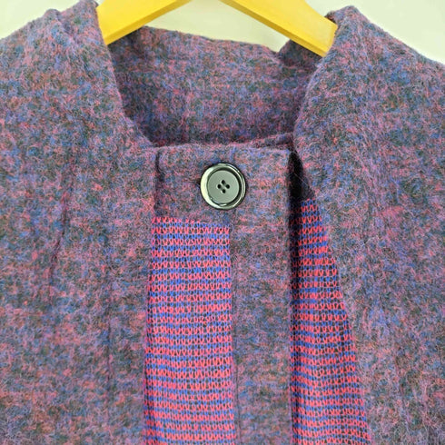 プランテーション Plantation 90-2000s ウールナイロン リバーシブル 異素材切替 ショールカラーコート レディース JPN:M